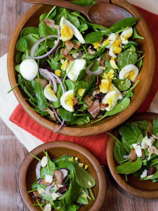 Wilted Spinach Salad with Bacon Dressing Delicious by Design