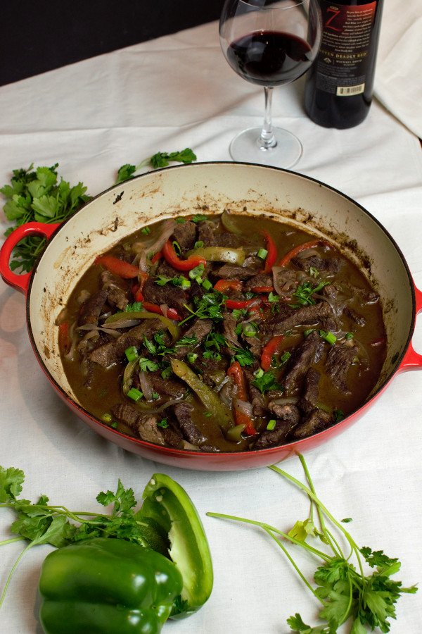 Perfectly finished Pepper Steak. Top with some green onions or fresh parsley to brighten up the dish.