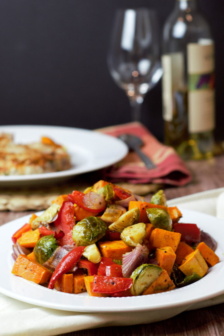 Roasted Brussels Sprouts and Sweet Potato Hash Delicious by Design