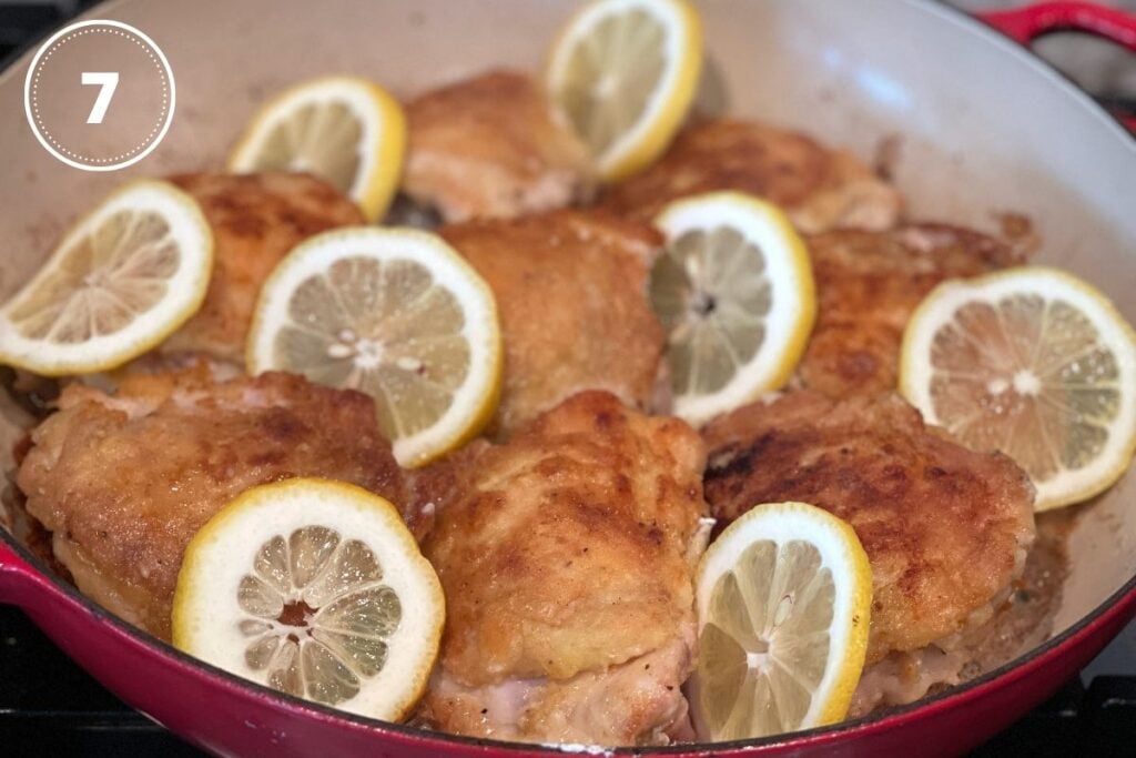 Dutch Oven Chicken Thighs with Lemon and Sage Butter Sauce Delicious
