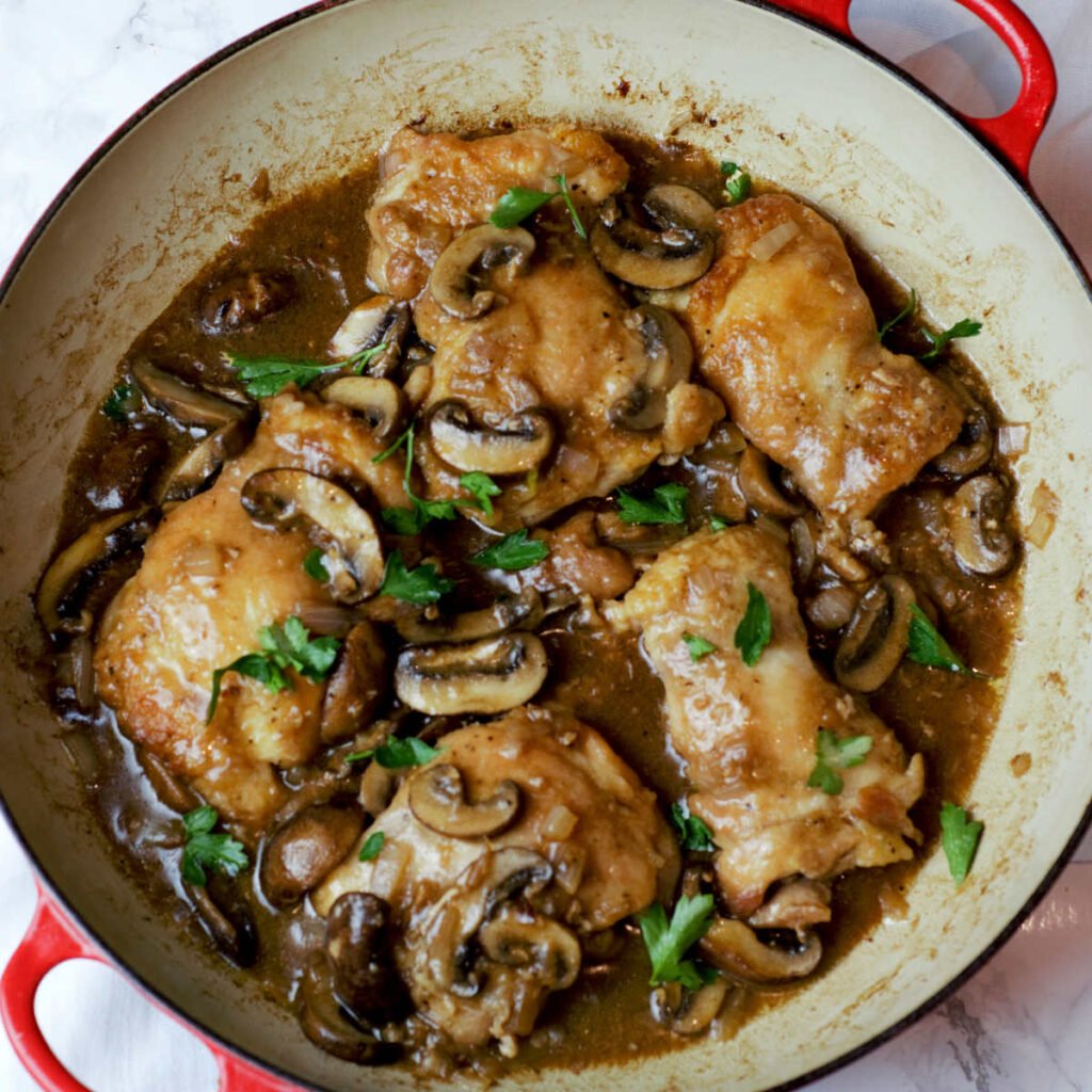 Mushroom Marsala Sauce Over Boneless Skinless Chicken Thighs