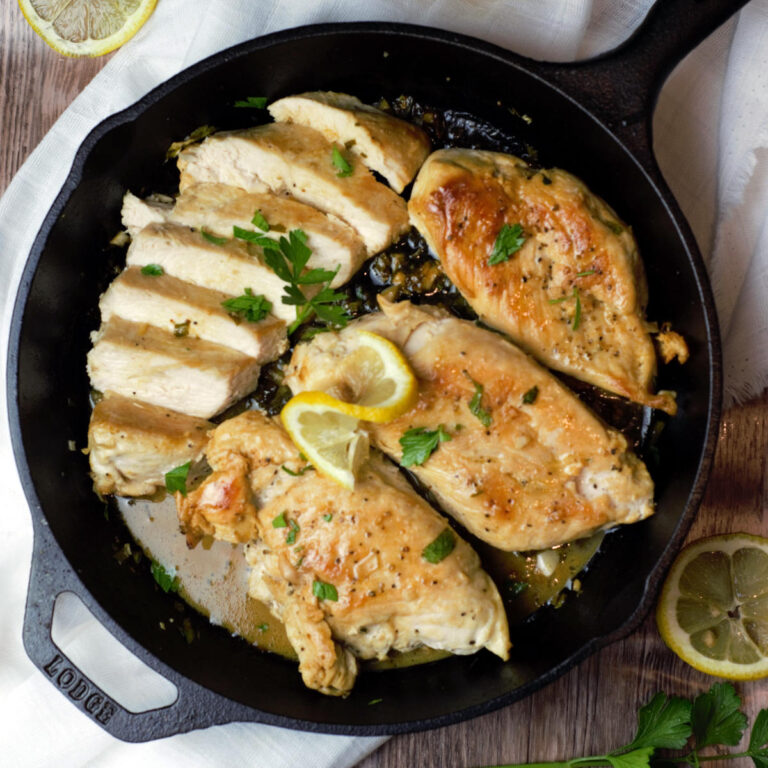 Cast Iron Chicken Breasts with Garlic Herb Butter Delicious by Design