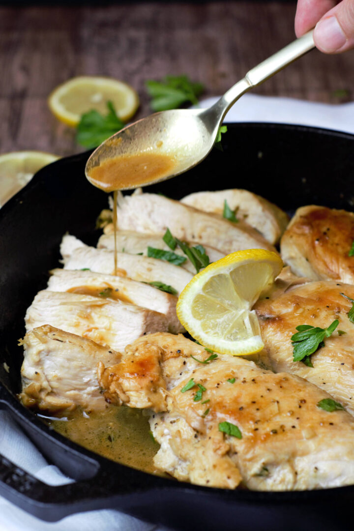 Cast Iron Chicken Breasts with Garlic Herb Butter Delicious by Design