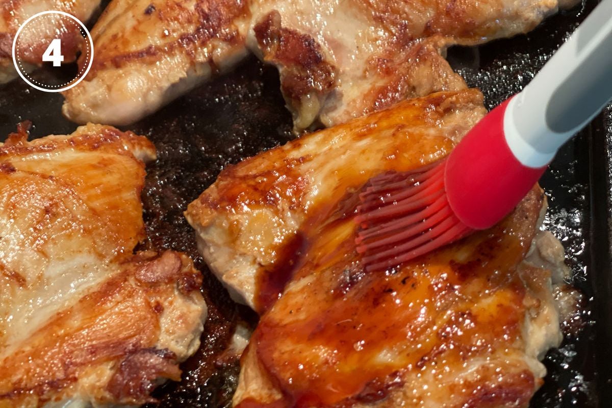 example how to baste chicken thighs with teriyaki sauce