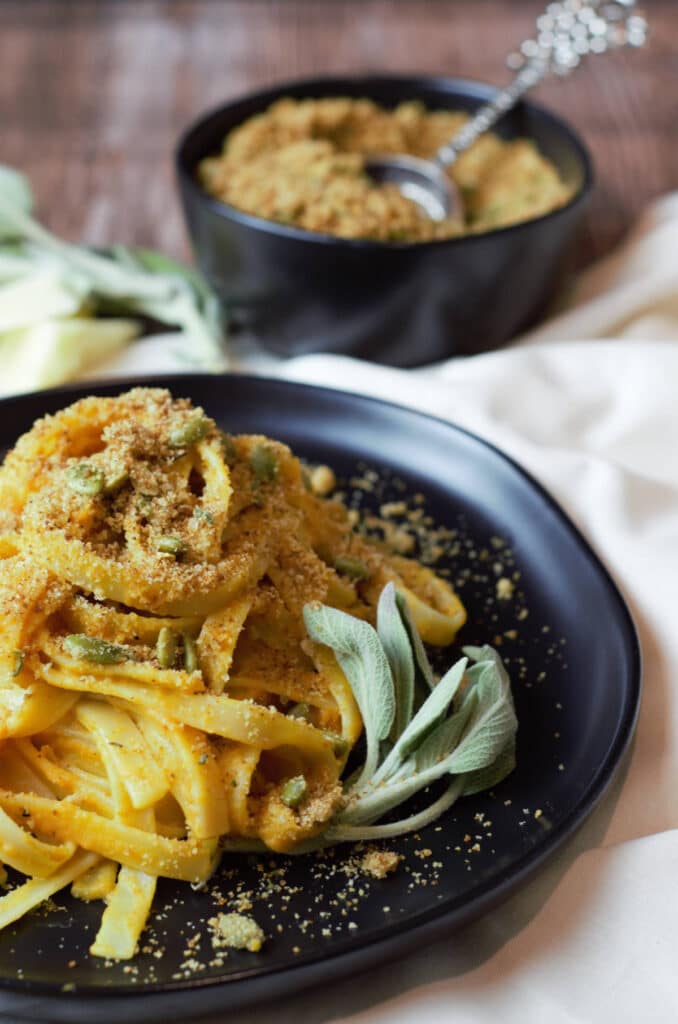 Pumpkin Pasta with Toasted Breadcrumb Topping Delicious by Design