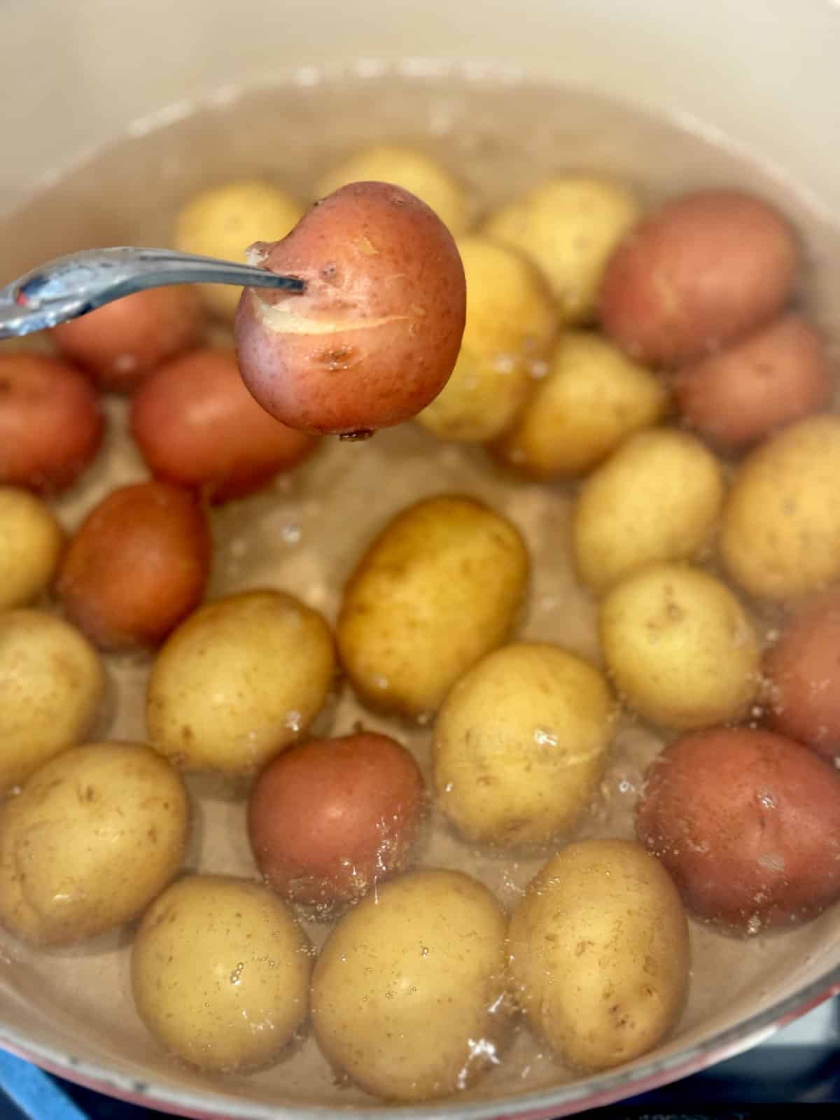 new potatoes in boiling water