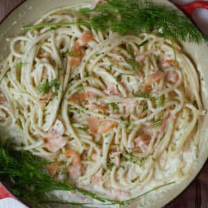 featured image pasta topped with smoked salmon