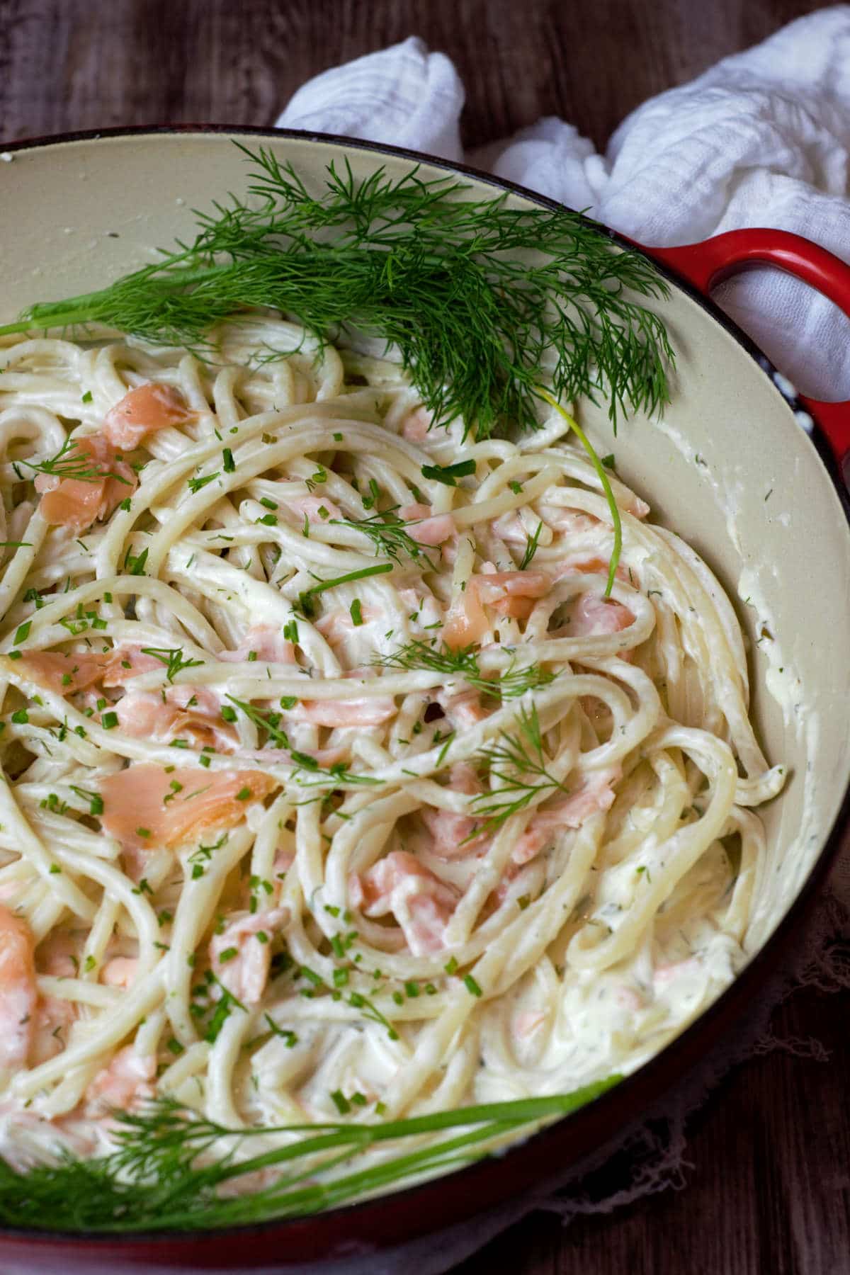 hero image pasta with smoked salmon cream sauce