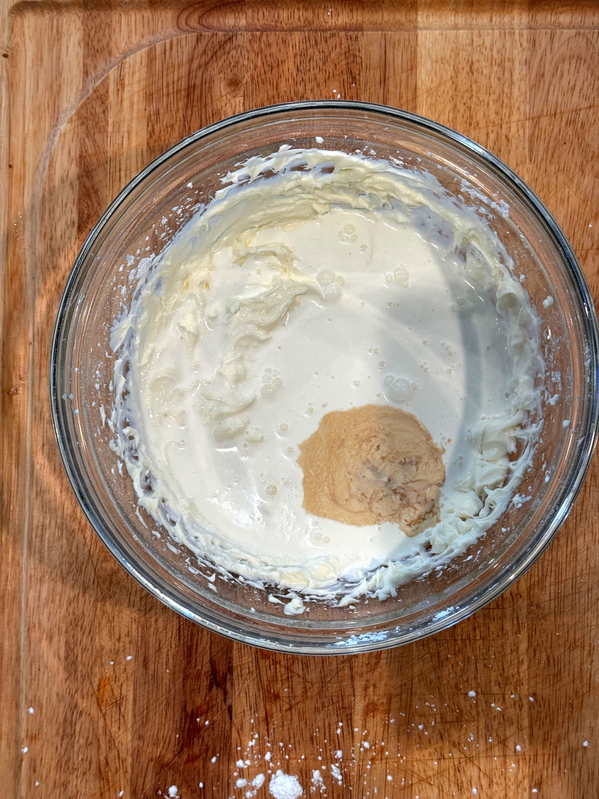 whipped cream cheese with heavy cream and vanilla