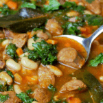 pinterest image White Bean and Spanish Chorizo Stew